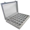 Sieradendoos - Grijs - 36 vakjes - met deksel - 35x24x5cm - velours - oorbellen organizer
