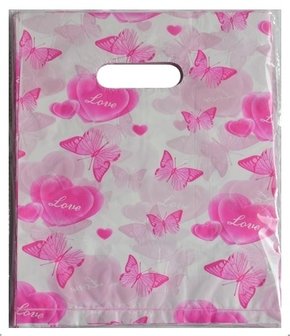 Bags 25x20 butterflies pink