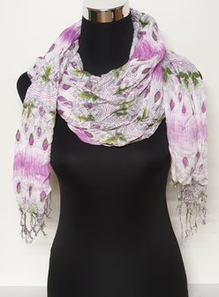 Fleurige sjaal met bloemen roze &ndash; licht groen