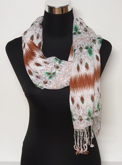 Fleurige sjaal met bloemen bruin &ndash; groen