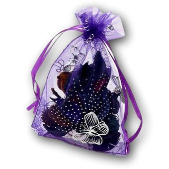 Organza bags purple with butterflies - 11x16 cm 100 pieces / gift bags