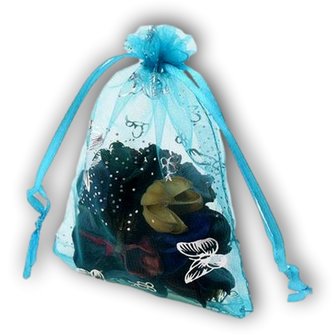 Organza bags sky blue with butterflies - 11x16 cm 100 pieces / gift bags