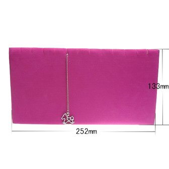 Jewelry holder for necklaces and bracelets - notches - fuchsia pink velvet