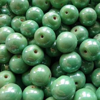 Glass beads round - Green - 12 mm - 125 grams - beads hobby adults