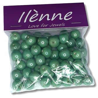 Glass beads round - Green - 12 mm - 125 grams - beads hobby adults