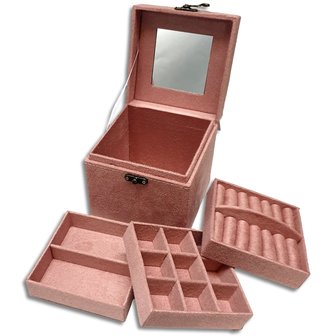Sieradendoosje / juwelenkistje vierkant Oud roze