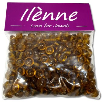 Glass beads ocher brown - flat oval - 9 x 6 mm - 125 grams - beads hobby adults