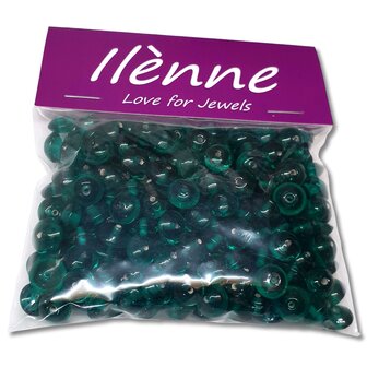 Perles en verre vert &eacute;meraude - ovale plat - 9 x 6 mm - 125 grammes - perles hobby adultes