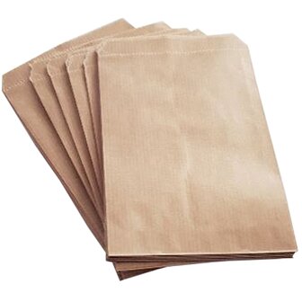 Papieren zakjes / cadeauzakjes 17,5 x 25 cm bruin 100 stuks
