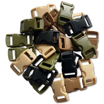 Paracord sluiting - Army mix - plastic - 25 stuks - voor armband