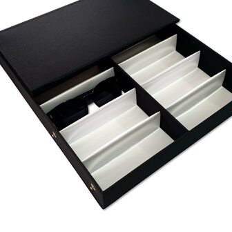 Glasses box - 12 compartments - Black with white inside - store glasses