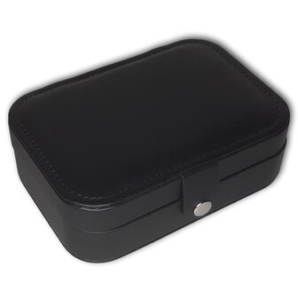 Sieraden etui / reisetui - Zwart met spiegeltje - sieradendoosje voor op reis