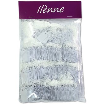 Kleine prijskaartjes met koord - 18x29 mm  -   ca. 1000 stuks - Wit -  prijslabels