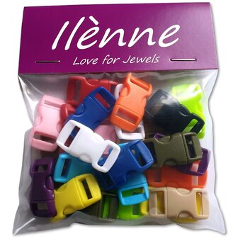 Paracord sluiting - mix van kleuren - plastic - 25 stuks - voor armband