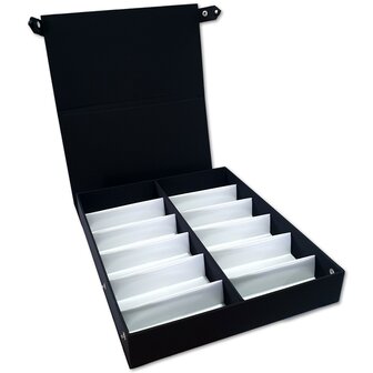 Brillendoos / Brillen opbergbox - 12 vakken - Zwart met witte binnenkant - brillen opbergen 