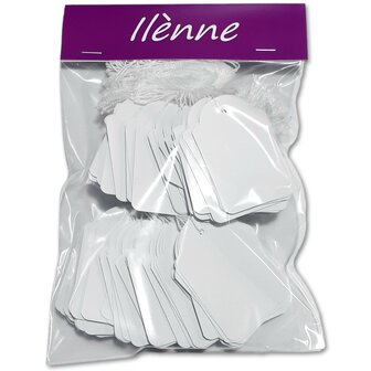 Kledinglabels / prijskaartjes groot met koord - 45x65 mm - 200 stuks - cadeaulabels karton - Wit 
