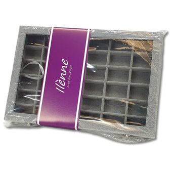 Sieradendoos - Grijs - 36 vakjes - met deksel - 35x24x5cm - velours - oorbellen organizer
