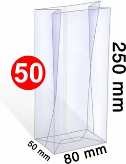 50X Uitdeelzakjes - Blokbodemzakjes - 80x50x250mm