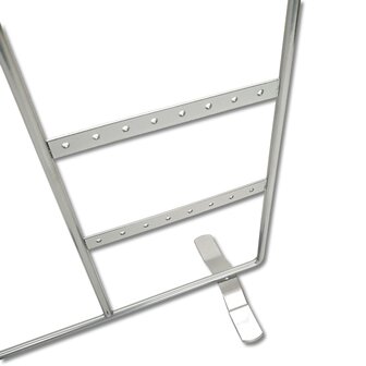 Kettinghouder &amp; oorbellenhouder in 1 - metaal sieradenrekje - zilver grijs - 23x9x35 cm