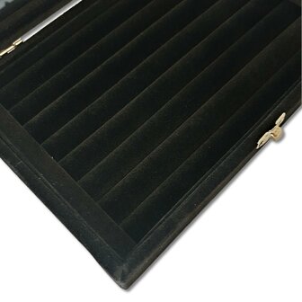 Sieradendoos Ringen &amp; Oorbellen &ndash; Luxe Velours Ringendoos met Deksel &ndash; 7 Sleuven &ndash; Organizer voor 35-42 Ringen &amp; Manchetknopen &ndash; Cadeau voor Haar