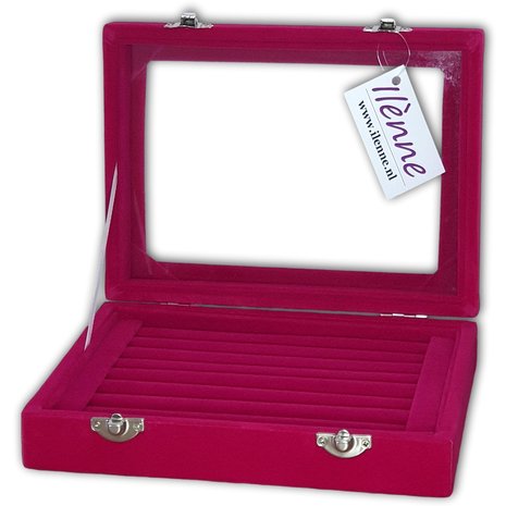 Jewelery box with lid - 20x15 cm - Fuchsia Pink - Ring box