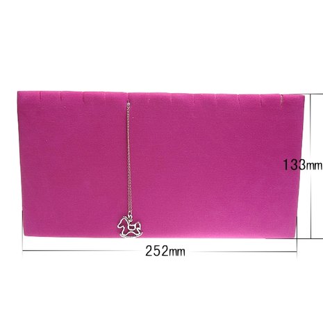 Schmuckhalter für Halsketten und Armbänder - Kerben - pinkfarbener Samt