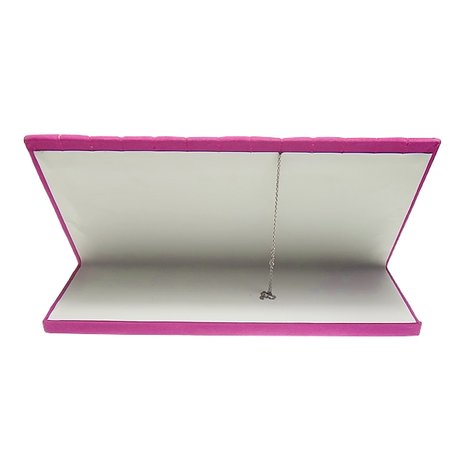 Jewelry holder for necklaces and bracelets - notches - fuchsia pink velvet