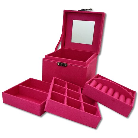 Jewelry box / jewelry box square fuchsia pink