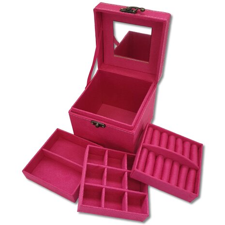 Schmuckschatulle / Schmuckschatulle quadratisch pink