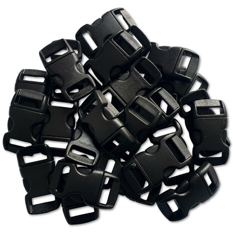 Paracord sluiting - zwart - plastic - 25 stuks - voor armband