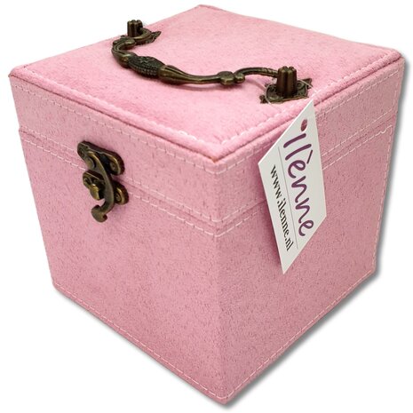 Boîte à bijoux / boîte à bijoux carrée rose clair