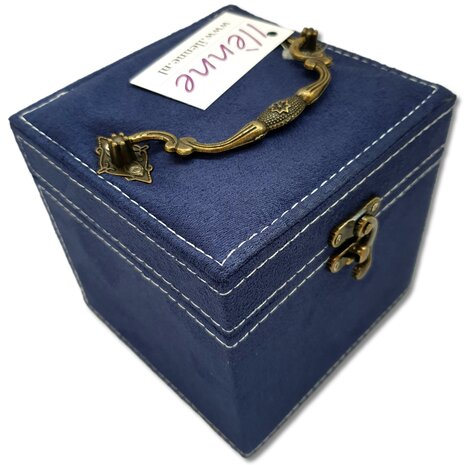 Boîte à bijoux / boîte à bijoux carrée bleu foncé