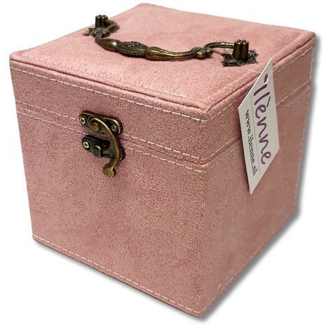 Sieradendoos meisjes - vierkant  - Oud roze - sieradendoosje / juwelenkistje 