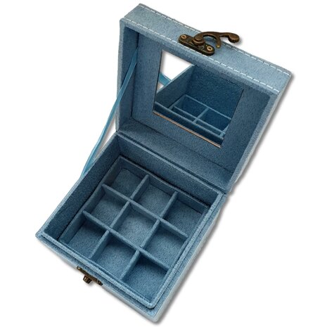 Boîte à bijoux / boîte à bijoux carrée bleu clair