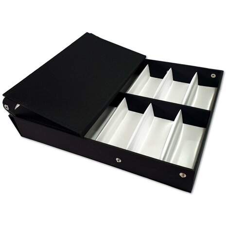 Glasses box - 12 compartments - Black with white inside - store glasses