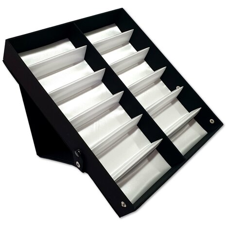 Glasses box - 12 compartments - Black with white inside - store glasses