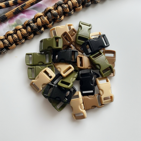 Paracord sluiting - Army mix - plastic - 25 stuks - voor armband
