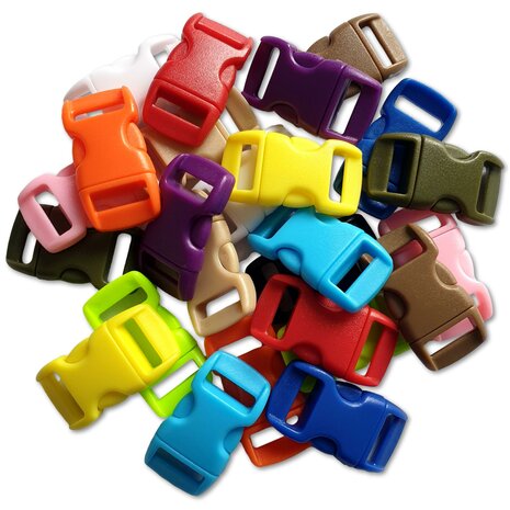 Paracord sluiting - mix van kleuren - plastic - 25 stuks - voor armband