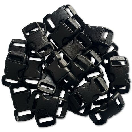 Paracord sluiting Zwart - 25 stuks - kunststof – click sluitingen voor armband