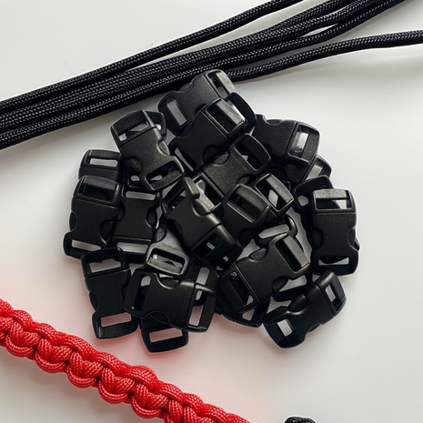 Paracord sluiting Zwart - 25 stuks - kunststof – click sluitingen voor armband