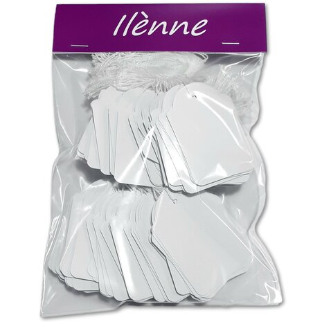 Kledinglabels / prijskaartjes groot met koord - 45x65 mm - 200 stuks - cadeaulabels karton - Wit 