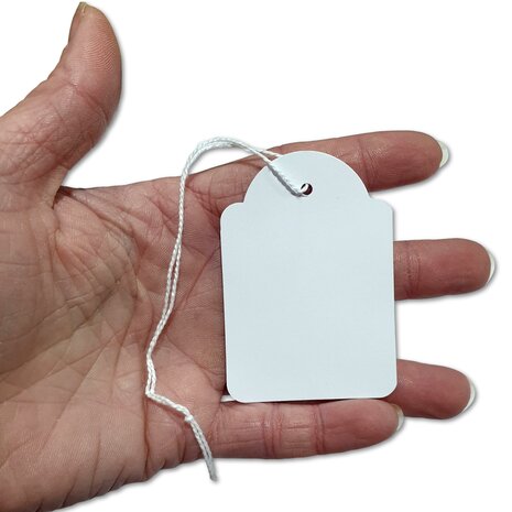 Kledinglabels / prijskaartjes groot met koord - 45x65 mm - 200 stuks - cadeaulabels karton - Wit 
