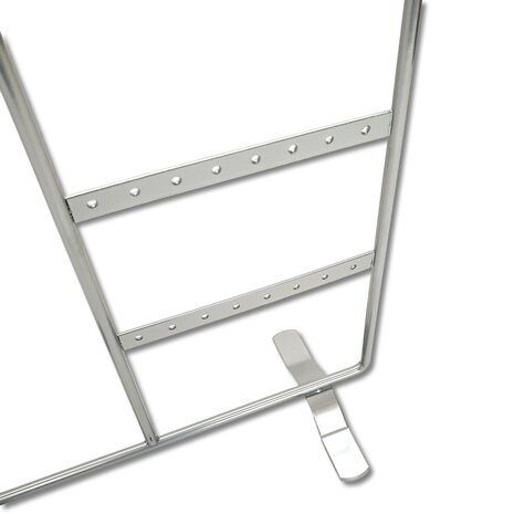 Kettinghouder & oorbellenhouder in 1 - metaal sieradenrekje - zilver grijs - 23x9x35 cm