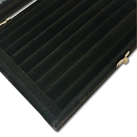 Sieradendoos Ringen & Oorbellen &ndash; Luxe Velours Ringendoos met Deksel &ndash; 7 Sleuven &ndash; Organizer voor 35-42 Ringen & Manchetknopen &ndash; Cadeau voor Haar