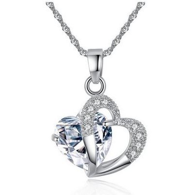 Ketting met hartje - Crystal - platinum plated - Austrian Crystal