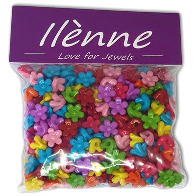 Bloemen kraaltjes / bedeltjes - gekleurde mix - Acryl - 11 mm - ca. 325 stuks