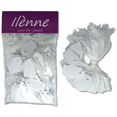 Kleine prijskaartjes met koord - 18x29 mm - 200 stuks - Wit -  prijslabels