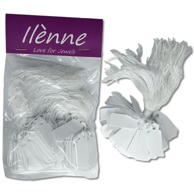 Kleine prijskaartjes met koord - 13x34 mm - 200 stuks - Wit -  prijslabels