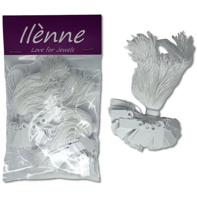 Kleine prijskaartjes met koord - 9x24 mm - 200 stuks - Wit -  prijslabels