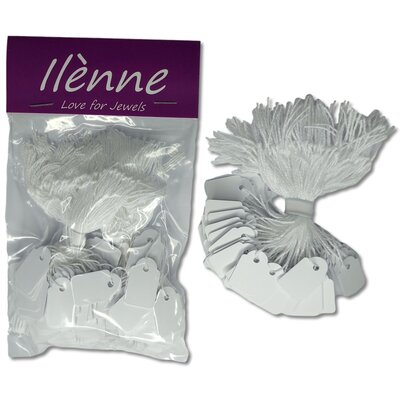 Kleine prijskaartjes met koord - 15x24 mm - 200 stuks - Wit -  prijslabels